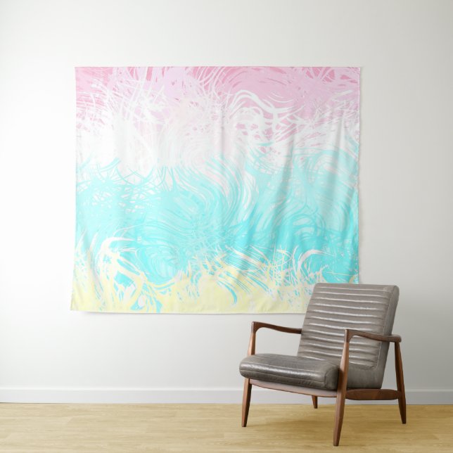 Boho Swirly Groovy Abstract Genderflux Pride Flag Tapestry (In Situ (Horizontal))