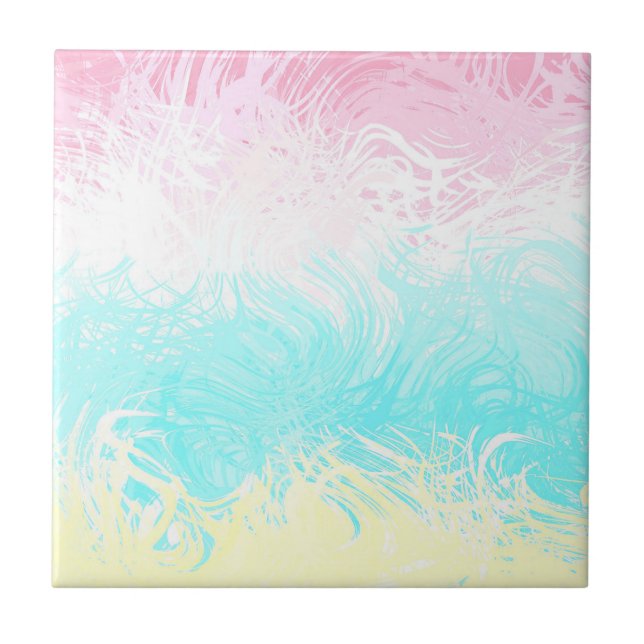 Boho Swirly Groovy Abstract Genderflux Pride Flag Tile (Front)