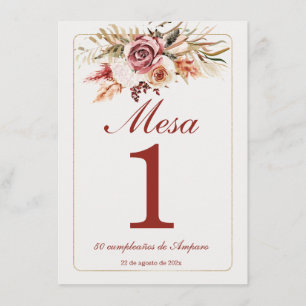 Boho Table Numbers Spanish