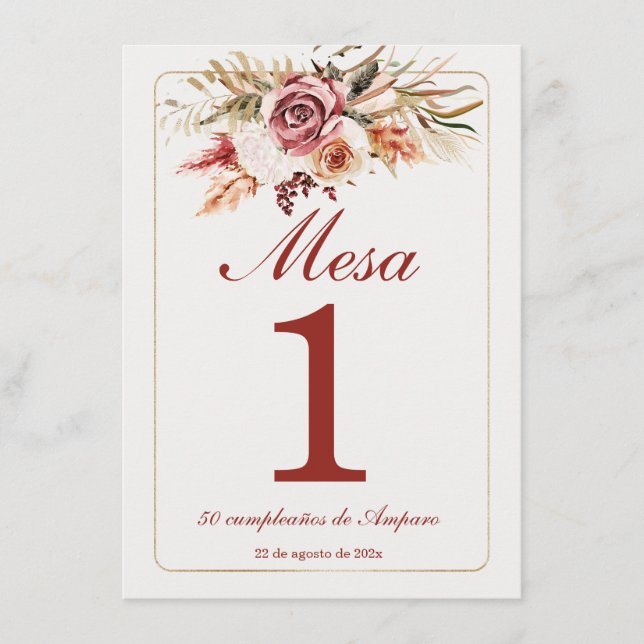 Boho Table Numbers Spanish (Front)