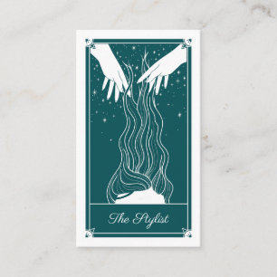 Boho Tarot Hair stylist Teal Business card