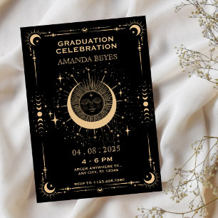 Boho tarot moon sun Graduation Invitation