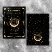 Boho tarot moon sun Wedding Invitation