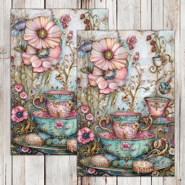 BOHO TEA PARTY DECOUPAGE TISSUE PAPER (BOHO TEA PARTY DECOUPAGE TISSUE PAPER)
