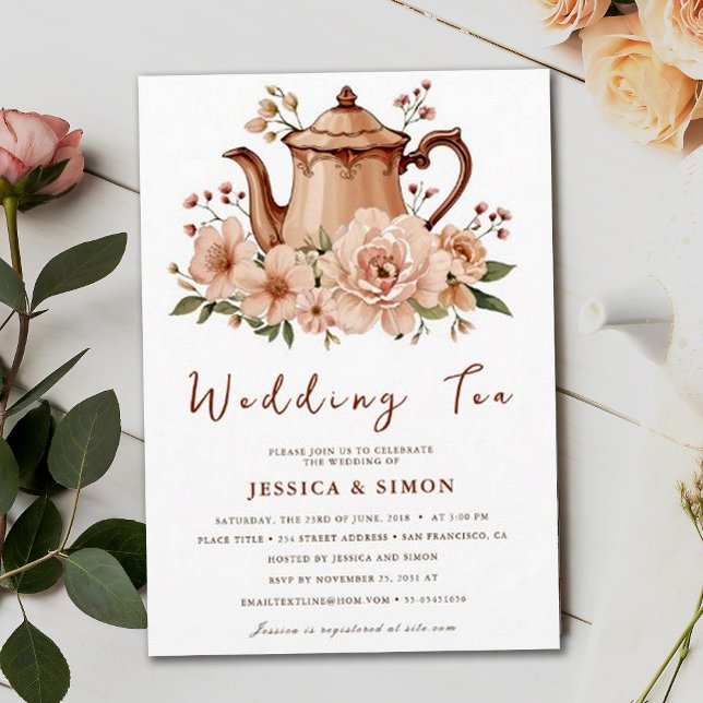 Boho Tea Party Terracotta Floral Party Wedding Invitation (Creator Uploaded)