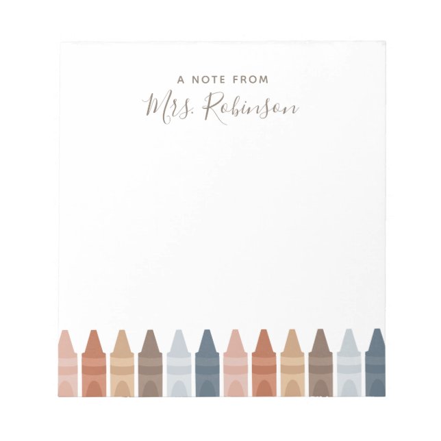 Boho Teacher Appreciation Crayon Notepad (Front)