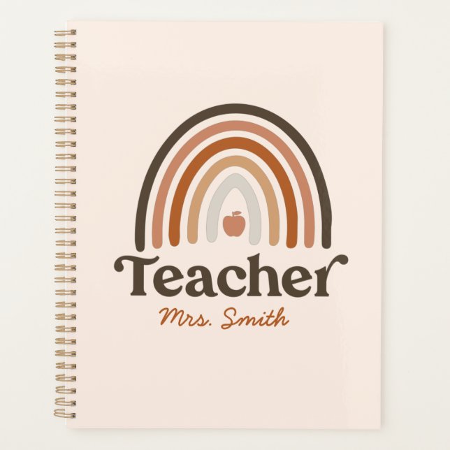 Boho Teacher Appreciation Modern Rainbow Planner (Front)