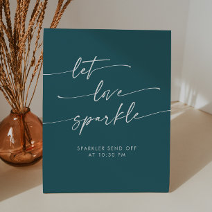 Boho Teal Blue Sparkler Send Off Wedding Pedestal Sign