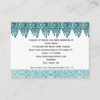Boho Teal Hotel Accommodation Insert Cards