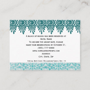 Boho Teal Hotel Accommodation Insert Cards