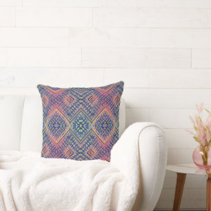 Boho Teal & Pink Multi Tribal Inspired  Cushion