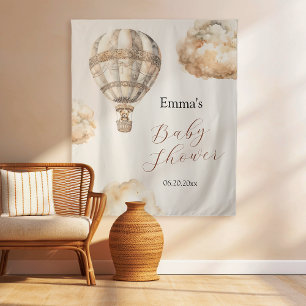 Boho Teddy Bear Air Balloon Clouds Baby Shower Tapestry