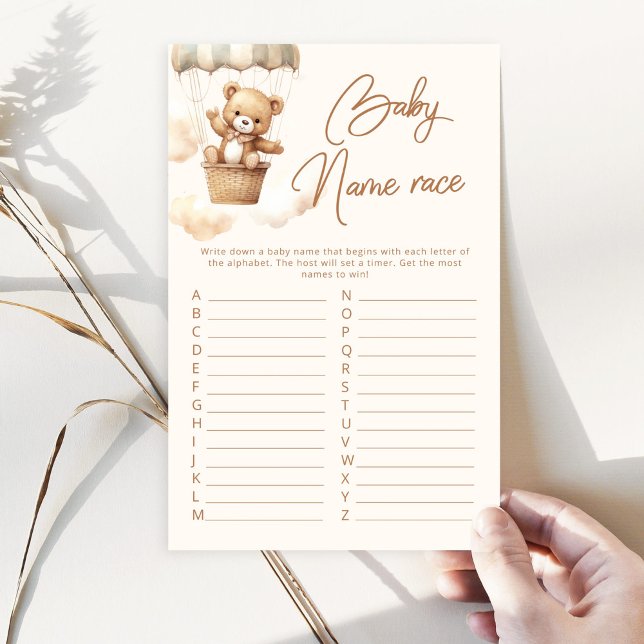 Boho teddy bear baby name race baby shower game (Creator Uploaded)