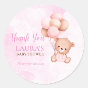 Boho Teddy Bear Baby Shower  Classic Round Sticker
