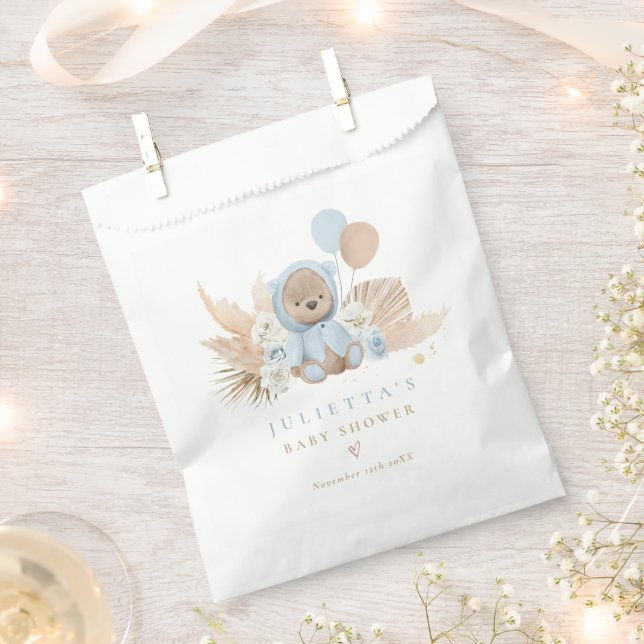 Boho Teddy Bear Baby Shower Decorations Favour Bags (Clipped)