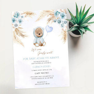 Boho Teddy Bear Baby Shower Invitation