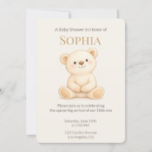 Boho Teddy Bear Baby Shower Invitation