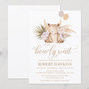 Boho Teddy Bear Baby Shower Invitation