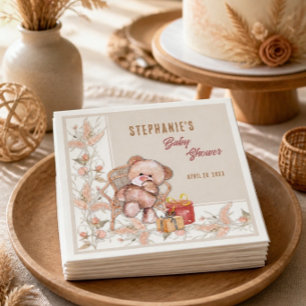 Boho Teddy Bear Baby Shower Napkin