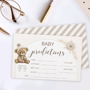 Boho teddy bear baby shower predictions stationery