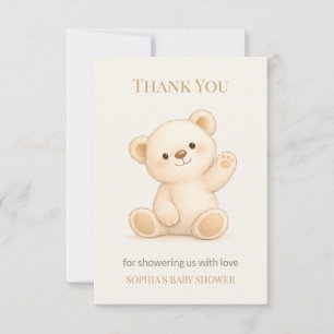 Boho Teddy Bear Baby Shower Thank You Card