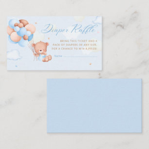Boho Teddy Bear Balloon Baby Shower diaper raffle  Enclosure Card