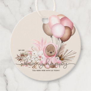 Boho Teddy Bear & Balloons Bearly Wait Baby Shower Favour Tags