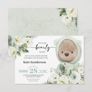 Boho Teddy Bear Bearly Wait Baby Shower Invitation