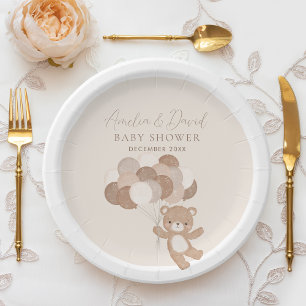 Boho Teddy Bear Bearly Wait Balloon Paper Plate