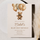 Boho Teddy Bear Beary First 1st Birthday Party Invitation<br><div class="desc">This is a  Boho Teddy Bear Beary First Birthday Party Invitation!</div>