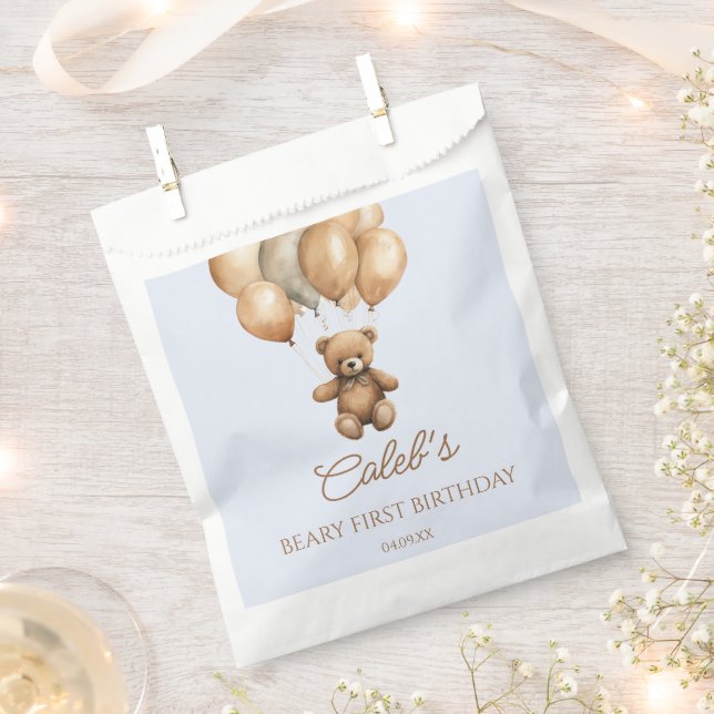 Boho Teddy Bear Beary First Birthday Party Favour Bags (Clipped)