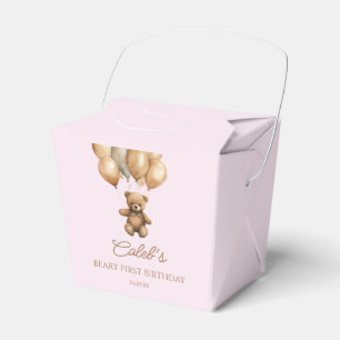 Boho Teddy Bear Beary First Birthday Party Favour Box