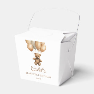 Boho Teddy Bear Beary First Birthday Party Favour Box