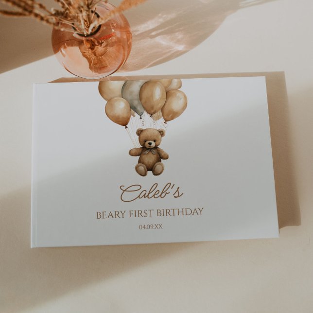 Boho Teddy Bear Beary First Birthday Party Guest Book (Creator Uploaded)