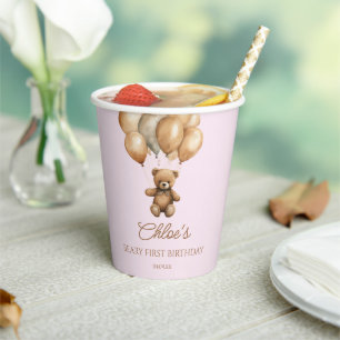 Boho Teddy Bear Beary First Birthday Party Paper Cups