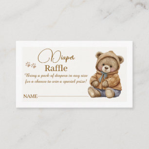Boho Teddy Bear Diaper Raffle Baby Shower Insert. Enclosure Card