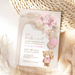Boho Teddy Bear Dusty Pink Floral Baby Girl Shower Invitation<br><div class="desc">We can bearly wait for baby to arrive! This adorable teddy bear themed invitation is sure to put a smile on your guests' faces! The soft dusty pink, brown and beige colour scheme makes this design perfect for a girl baby shower. Personalise the invite with your details and if you...</div>