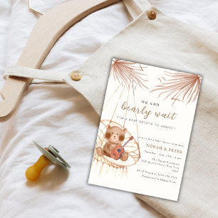 Boho Teddy Bear Guitar Baby Shower Invitation