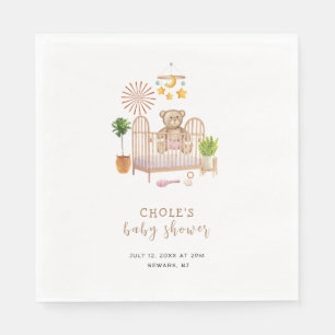 Boho Teddy Bear Nursery Baby Shower Napkin