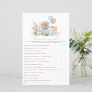 Boho Teddy Bear Over Or Under Baby Shower Game