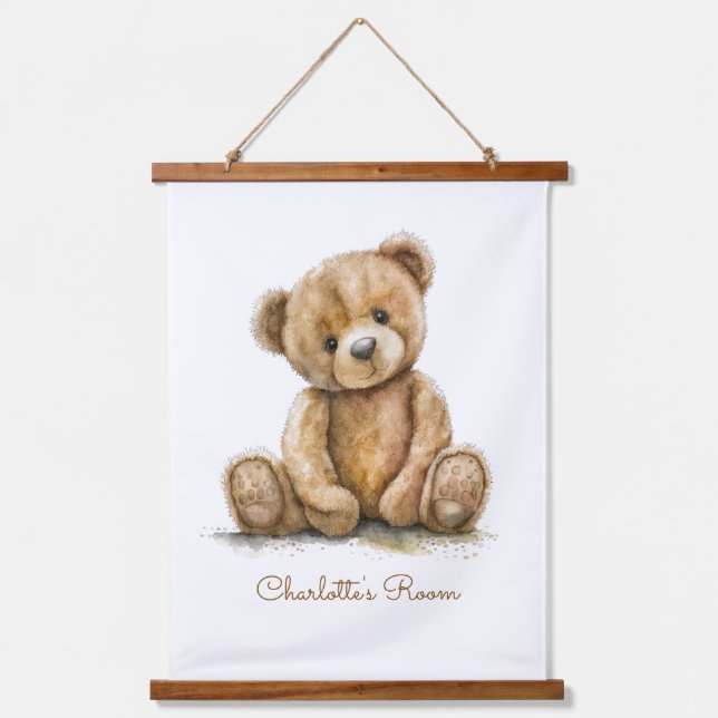 Boho Teddy Bear Personalised Nursery Hanging Tapestry (Front)