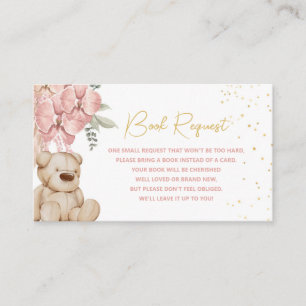 Boho Teddy Bear Pink and Gold Book Request Enclosure Card