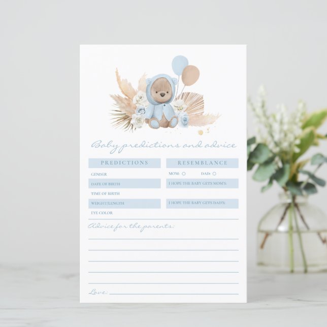 Boho Teddy Bear Predictions And Advice Card Game (Standing Front)