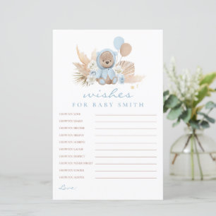 Boho Teddy Bear Wishes For Baby Baby Shower Game
