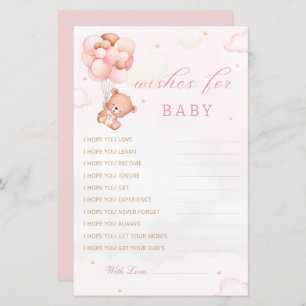 Boho Teddy Bear Wishes for Baby Shower Advice Card
