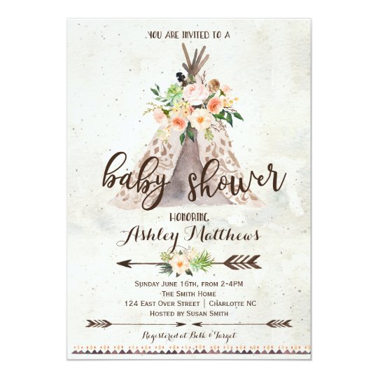 Boho TeePee baby shower invitation | Zazzle.co.uk