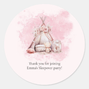 Boho Teepee tent Sleepover Favor sticker