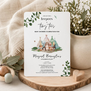 Boho Teepees and Tiny Toes Woodland Baby Shower Invitation