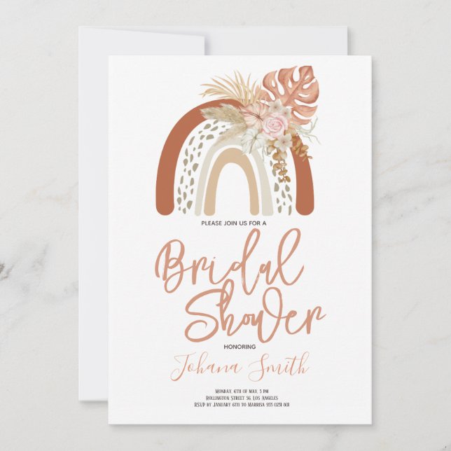 Boho Teracota Rainbow Bridal Shower Invitation (Front)