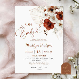 Boho Teracotta Oh Baby Baby Shower Invitation